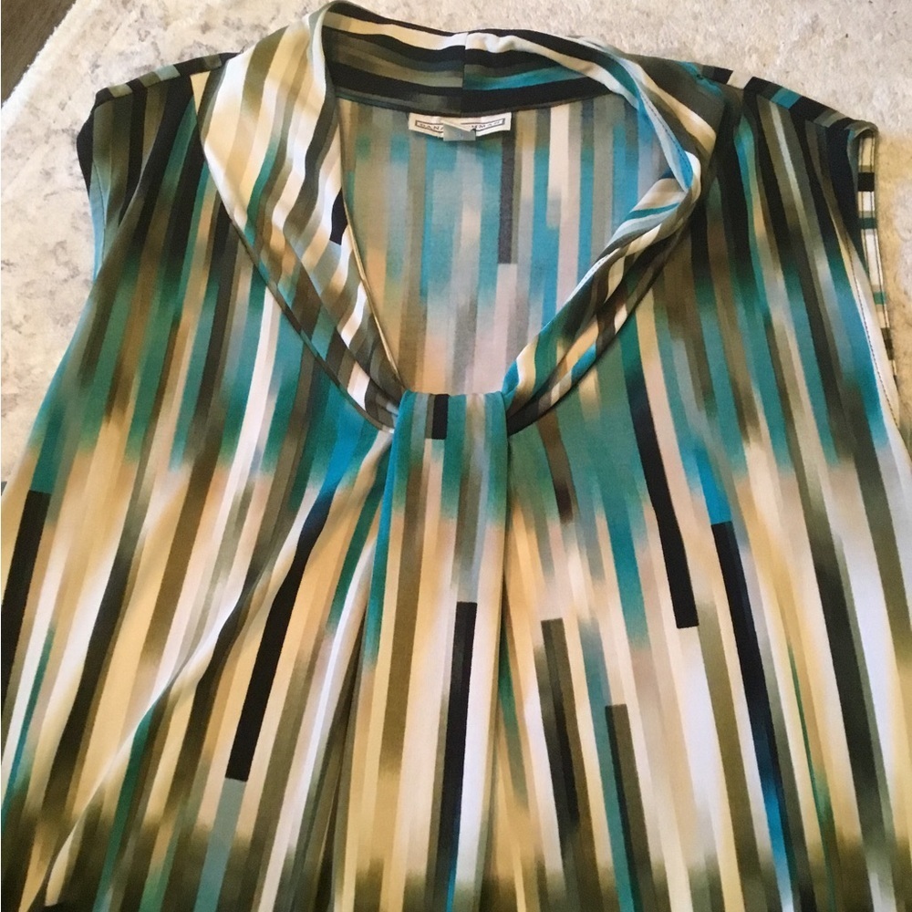 Dana Buchman Teal and Black Sleeveless Blouse Size Large - Picture 2 of 3